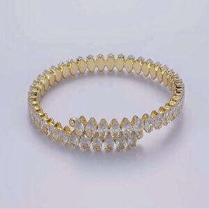 Brand New – Gold Clear Marquise CZ Tennis Chain Bangle Cuff Bracelet